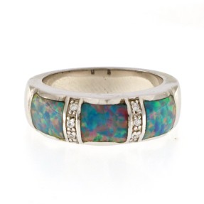 925 Sterling Silver Blue Opal Stone Ring