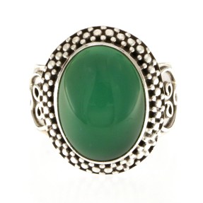 925 Sterling Silver Green Onyx Ring